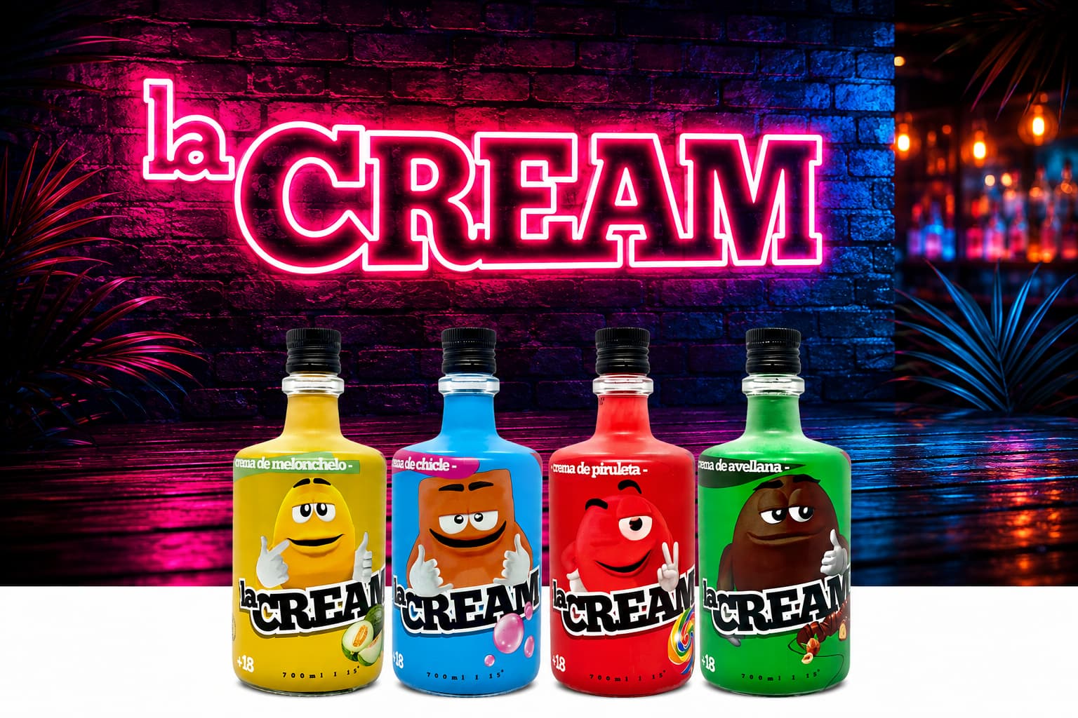 Cremas de licor La Cream: melón, chicle, piruleta y avellana